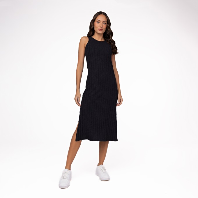 Vestido Midi Canelado