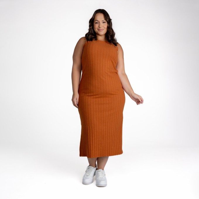Vestido Midi Canelado