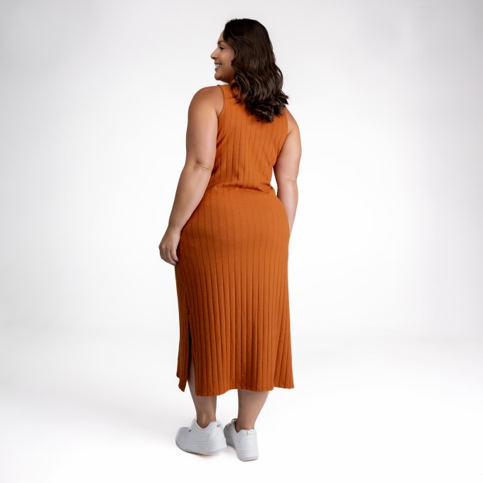 Vestido Midi Canelado